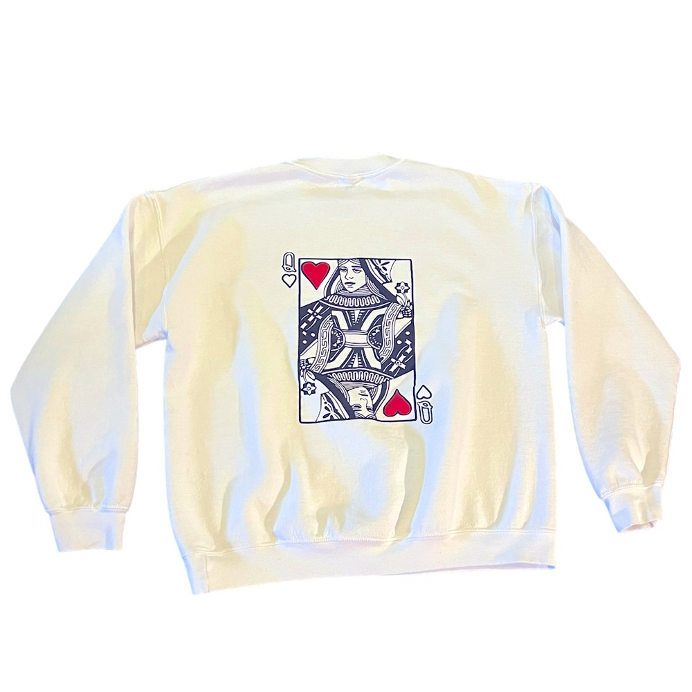 Queen Of Hearts Women’s Graphic Crewneck Sweatshirt - Picture 2 of 6